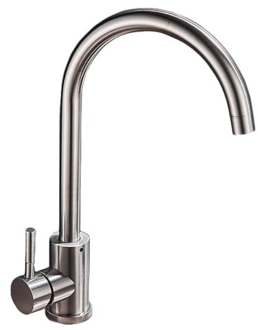 Küchenarmatur aus Edelstahl, matt, 360 Grad schwenkbar, Kalt-/Warmwasser-Mischbatterie, gebürstetes Nickel A
