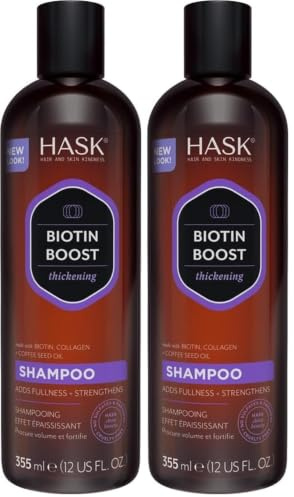 HASK Biotin Boost Shampoo – Kräftigend, für alle Haartypen, farbsicher und tierversuchsfrei – Flasche mit 355 ml (Packung mit 2)
