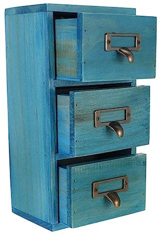 Aufbewahrungsbox aus Holz, rustikale Kommode, Schreibtisch-Organizer mit Tisch-Apothekerschrank für Schmuck und Bürobedarf