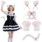 ZTVOWTO Orecchie Gatto con Guanti a Zampa di Gatto, Cerchietto Orecchie di Gatto, Coda di Gatto, Papillon, Costume Gatto Bambina per Halloween, Feste di Compleanno, Eventi di Vestire(Bianco)