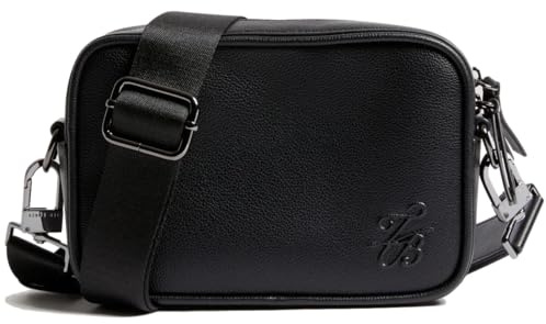 Ted Baker Script Logo Kunstleder Herren Crossbody Bag Schwarz