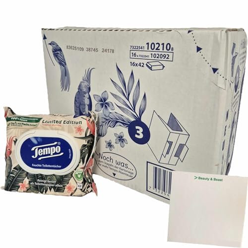 usy Bundle für Tempo feuchte Toilettentücher Tropische Frische (16x42 St) VPE + usy Block
