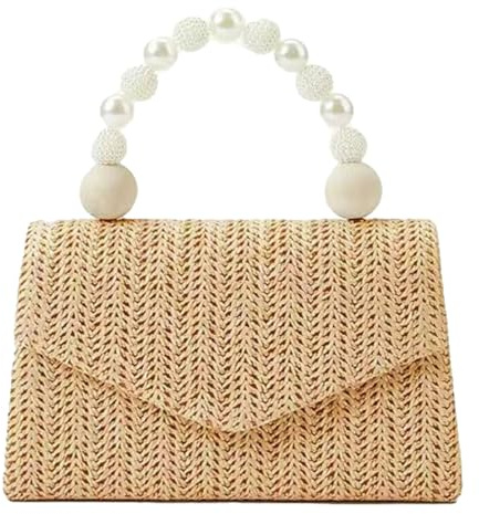 Elegant Straw Evening Bag Women Mini Bow Top Handle Satchel Style Clutch Handbags Cross Body Chain Strap Tote Purse