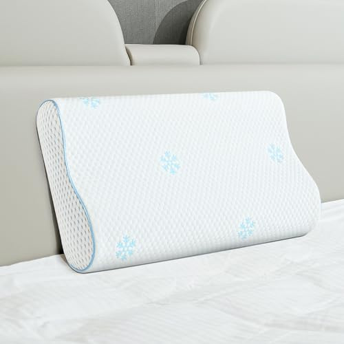 CloudÉtoile Oreiller Ergonomique Cervical Coussin - Orthopédique Oreiller à Mémoire de Forme Confort pour la Nuque, Réglable Coussin Memory Foam pour Dormir 60x35x10-12 cm