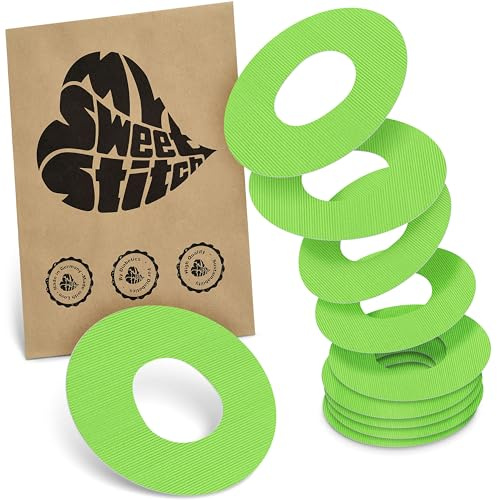 MySweetStitch 10 Ringpatches für Katheter mittel rund Lime | Stabilisiert ablösende Ränder, Mitte bleibt frei, wasserfest und flexibel, bis zu 7 Tage Halt
