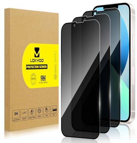 Lokyoo 3 Stück Sichtschutz Full Screen für iPhone 14 | Anti-Spy Panzer Schutz Glas Folie Schutzfolie, Frei von Kratze Displayschutz Hat Keinen Einfluss auf die Hülle