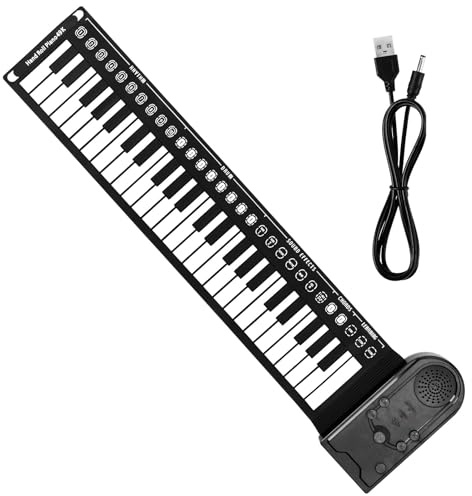minkissy Tragbares Elektronisches Klavier 49 Tasten Handgerolltes Rolle Up Piano mit Aufnahmefunktion Klappbares Keyboard für Anfänger