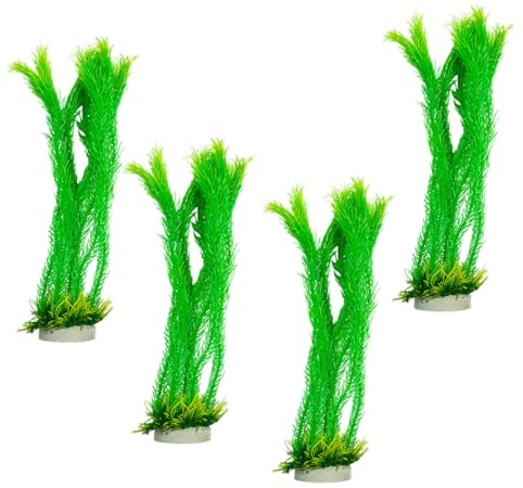 Oxxggkao 4PCS Simulazione Erba Acqua Acquari Decorazione Pianta Verde con Base per Acquari Acquari Ambiente Miglioramento Nascondimenti Sicuri Decori Acquari Decori