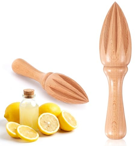 1 PCS Wooden Citrus Reamer Hand Held Lemon Juicer Beech Wood Citrus Squeezer Kitchen Juicing Tool, Manual Orange Lime Lemon Juice Fruit Reamer Extractor for Daily Home Bar Cafe Restaurant Use