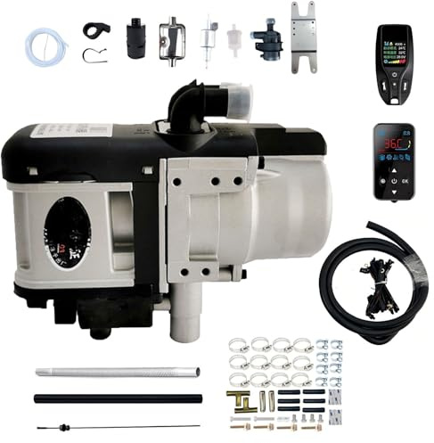 5000W 12V 24V Calefacción Estacionaria Diesel Hidrónica Kit Precalentamiento Líquido Refrigerante Con Mando 80M Para Motor Camión Camper Barco Instalación Completa(24V)