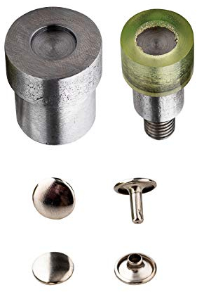 Trimming Shop Double Cap Rivets Setting Dies Tubular Rivets Fixing Dies Set for Green Hand Press Machine DIY Projects, Leathercrafts, Handbag, Repair Clothing, 6mm