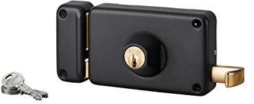 THIRARD Serrure Horizontale en Applique Double Entrée, Gauche, Axe 70 mm | 140x88 mm, 3 Clés, Entraxe 68 mm, Carré 6 mm, À Tirage, 1 Point de Fermeture, Acier, Finition Granit, Garantie 10 Ans