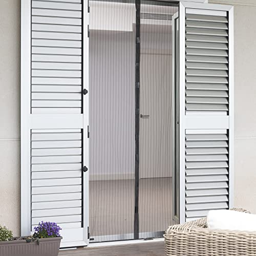 InnovaGoods Cortina Mosquitera | Mosquiteras de Ventana, Mosquitera Puerta, Malla Metalica, Cortinas para Puertas Exteriores, Negro, Blanco, Flores