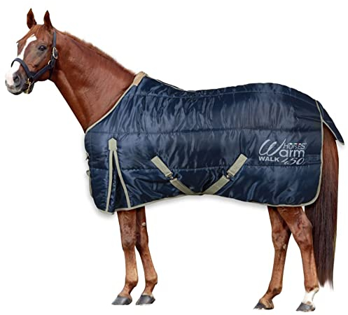 Horses, Winter Boxdecke Warm Walk für Pferd 450 gr, Gepolstert, Weich, Bequem, Ideal für Box, Widerstandsfähig, mit Kreuzgurten, 162 cm