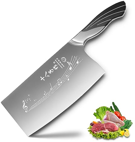 SHI BA ZI ZUO Cuchillo de cocina chino de 7 pulgadas Cuchillo de verduras Cuchillo de chef profesional con mango de acero fundido de espiga completa de acero inoxidable