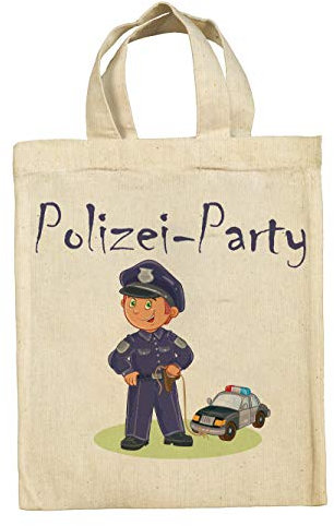 clothinx Lustige Kindergeburtstag Tasche Mitgebsel Beutel im Set mit Geburtstag Motto Polizei 5er Pack