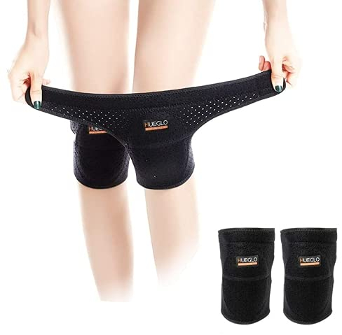 HUEGLO 2Packs Adjustable Protective Soft Sponge Dance Knee Pad for Women Girls, Stabilized Cushiony Breathable Knee Pads for Dancing/Yoga/Sports/Exercise/Volleyball Dance Protector, Black
