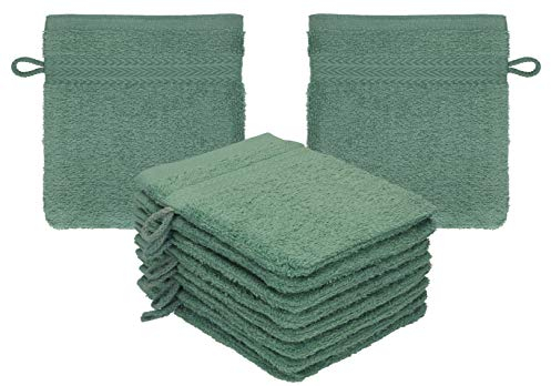 Betz Premium Lot de 10 Gants de Toilette en éponge lavettes pour Le Visage en 100% Coton Gant de Toilette pour bébé Couleur Vert Sapin
