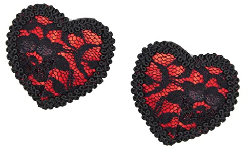 SM SunniMix Paire de Cache-tétons Autoadhésif Forme de Cœur pour Femmes Filles, Noir2, comme décrit