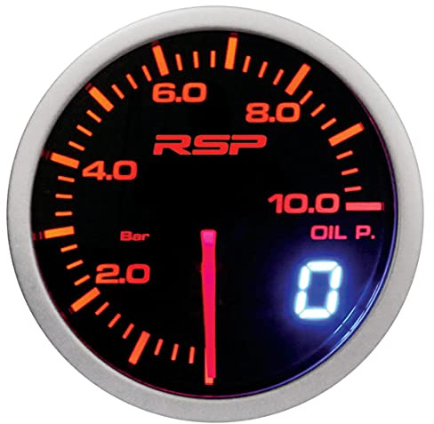 SUMEX MID737659 Indicador de presión de aceite Race Sport Perfomance 52mm de diámetro. Reloj con iluminación led blanca/roja-ambar modo día/noche. Indicación con aguja analógica y con display digital