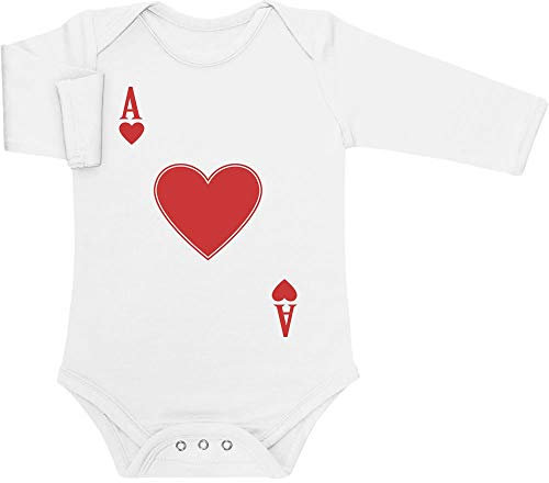 Shirtgeil Karneval & Faschings Kartenspiel Kostüm Herz Ass Baby Langarm Body 12-18 Monate Weiß