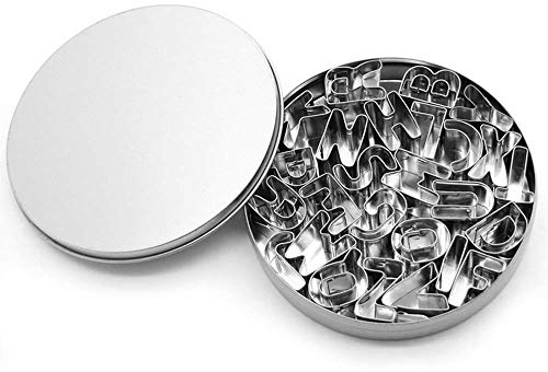 Belons 26 Pcs Letter Cookie Cutters Set, Stainless Steel Alphabet A-Z Biscuit Cutters for Fondant Cake Decoration Icing Pastry DIY Baking Sugarcraft