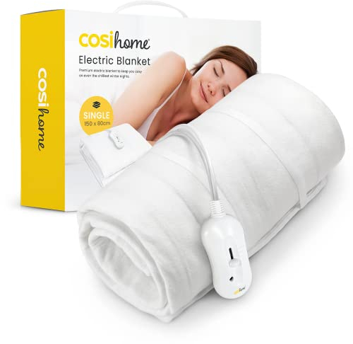 Cosi Home Wärmeunterbett - 150x80cm Premium Wärme-Unterbett mit integriertem Sicherheitssystem und Überhitzungsschutz - 3 Temperaturstufen mit Bedienung - Weiß