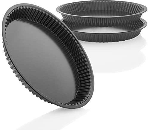 Grizzly, Set of 3 Cake Base Baking Moulds with Scalloped Edge, Diameter 12 (30 cm), Non-Stick, Quiche Mould Set for Pies, Fruit Cakes, Tarts and Quiches