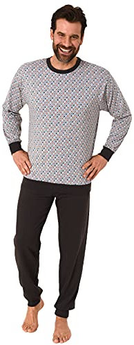 Eleganter Herren Schlafanzug Langarm mit Bündchen in edler Minimal-Optik - 112 101 10 710, Farbe:grau, Größe:48