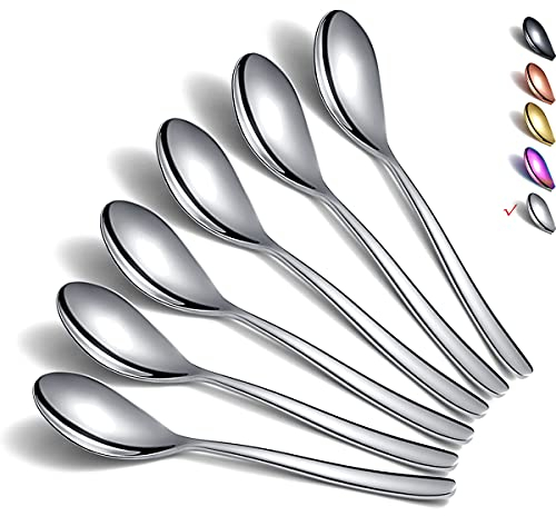 Teelöffel, 6 Stück Löffel Besteck, Edelstahl Kleine Löffel, Teelöffel für Zuhause, Küche oder Restaurant, Spülmaschinenfest (Silber-6,6 Zoll)