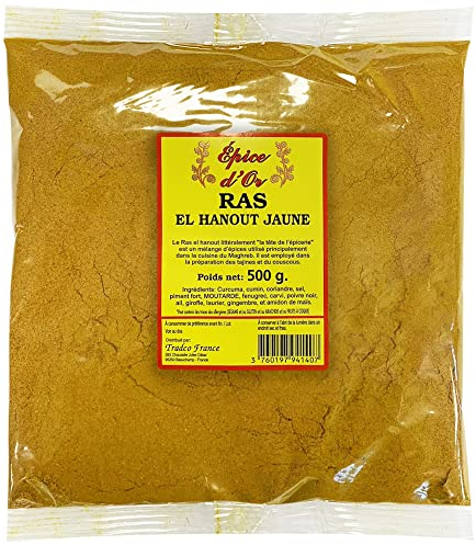 Ras El Hanout Jaune 500g - Epice d'Or, 100% Naturel, Vegan, Sans Arômes Artificiels, Sans Additifs Ni Conservateurs