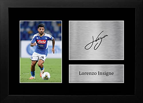 HWC Trading FR A4 Lorenzo Insigne Napoli Geschenke Gedrucktes Signiertes Autogramm Foto für Fußball Anhänger and Fans - A4 Framed