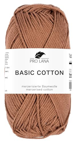 Pro Lana BASIC COTTON Baumwollgarn 50 g ideal für Kleidung, Spielzeug, Accessoires 125 m, Farbe:218 - nougat