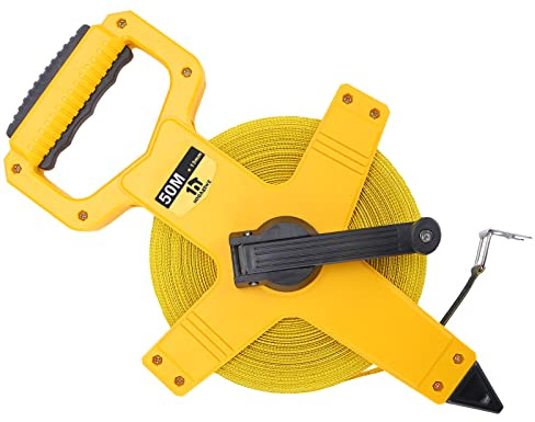 HOGARSWE Open Reel Fiberglass Tape Measure, 165 Foot Tape Measure by 1/2-Inch, Inch/Metric Scale for Engineer,Outdoor, Athletic Field, Impact Resistant ABS Shell (165FT/50M