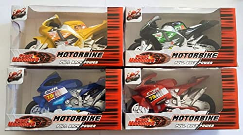 4 pk Pull Back Motorbike Toy Motorcycle Street Machine Friction Power Kids Gift