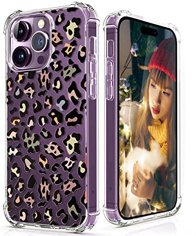 CAROKI for iPhone 14 Pro Clear Case, [Anti-Yellowing] Leopard Print Pattern for iPhone 14 Pro Clear Case Bumper Protective Shockproof Soft Cover Case for iPhone 14 Pro 6.1-Leopard Print