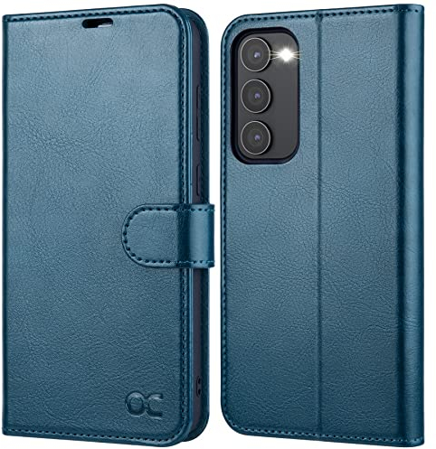OCASE Custodia Samsung S23, Cover Samsung S23 Interno TPU Antiurto Portafoglio [RFID Blocking] [Carta Fessura] [Supporto Stand] Custodie in Pelle per Samsung Galaxy S23 (6,1 Pollici) - Blu Pavone