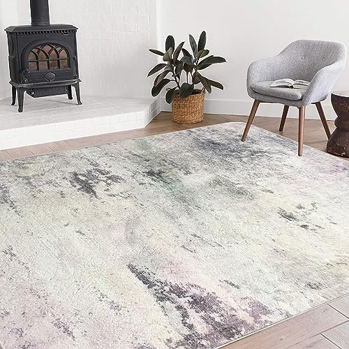 ASIinnsy Teppich Wohnzimmer Kurzflor Abstrakt Teppiche für Wohnzimmer Schlafzimmer Esszimmer rutschfest Weich Modern Teppich Groß (Grau/Multi, 160 x 200 cm)