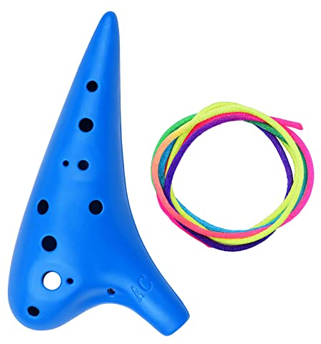 12 Löcher Okarina, Okarina Anfänger, Kunststoff Okarina, Okarina 12 Löcher Alto C, für Anfänger und professionelle Leistung, blau, mit Kordel