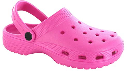 Ella Shoes Womens Clogs EVA Slip On Moulded Footbed Lightweight Comfort Stylish Pool Beach Garden Colourful Tie Dye Mules (Fuchsia, UK 5) (GS1)