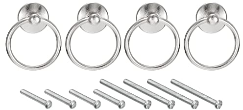 QUARKZMAN 4Stk Rund Ring Griffe Schubladen Knöpfe Silber Kreis Schublade Handgriffe Einzelnes Loch für Kommode Schrank Kleiderschrank