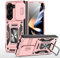 Cover Compatibile con Samsung Galaxy Z Fold 5 5G,Protezione Fotocamera Slidable Custodia Antiurto Case Anello Supporto Silicone Custodie,Oro rosa