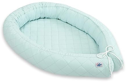 Bene Butik Kuscheliger Schlafkokon 2in1 in Minze Farbe Babynest für Neugeborene Kleinkinder gemütlicher sicherer vielseitiger Schlafplatz Perfekte Lösung für Eltern 90x57 cm