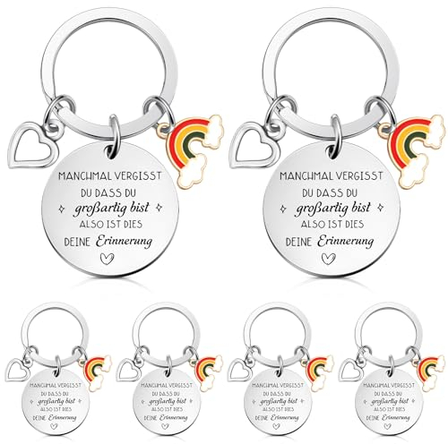 Otuuz 6 Set Dankeschön Geschenk Schlüsselanhänger Geschenkbox Manchmal Vergisst du Dass du Grossartig Bist Motivations Geschenke Abschiedsgeschenk für Kollegen Lehrer Frauen Erzieherin(Regenbogen)