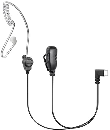 VOICEPING PTT Earpiece USB C - Earbuds with PTT Button and Mic (for Teams, Zello, and Other Walkie Talkie Apps on Android/iOS Smartphones)