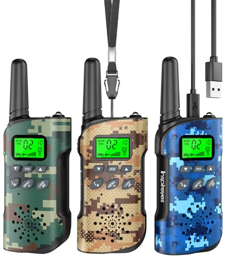 Inspireyes Walkie Talkie Kinder Aufladbar, 48 Stunden Arbeitszeit, 8 Kanäle 2-Wege-Radio, Geschenke für Jungen Mädchen, Outdoor Wandern Camping, 3-12 Jahre altes Spielzeug