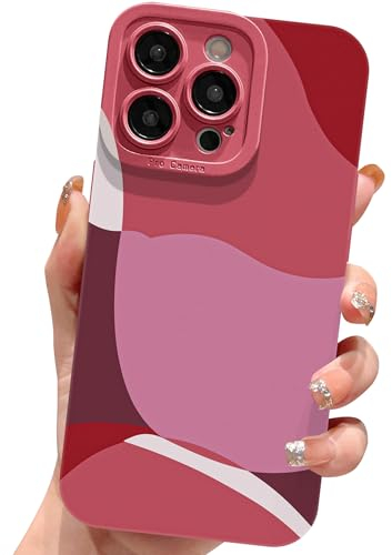ECZOIL Kompatibel mit iPhone 15 Pro Hülle 6,1 Zoll,Cute Aesthetic Kunst Malerei Mädchen Süße Handyhülle Ultra dünne Weich TPU Kameraschutz Phone Case for iPhone 15 Pro for Women Girl-Weinrot