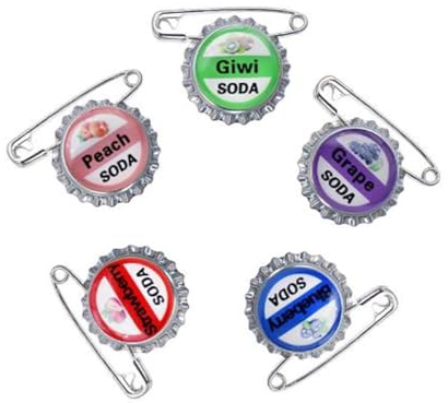 Fruit flavor Soda bottle cap Pin type Enamel Brooch honey peach Grape kiwifruit Blueberry strawberry Creative Lapel Pin Badge