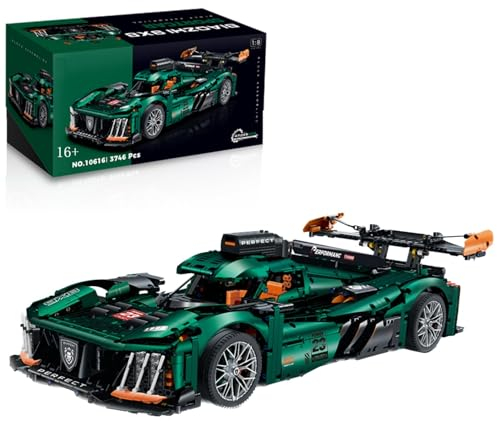 Technik Auto für Peugout 9X8, 1:8 Groß Auto Modellbausatz, 3746 Teile Klemmbausteine Auto Bausteine MOC Bausatz, Kompatibel mit Peugeot 9x8 Technik Auto