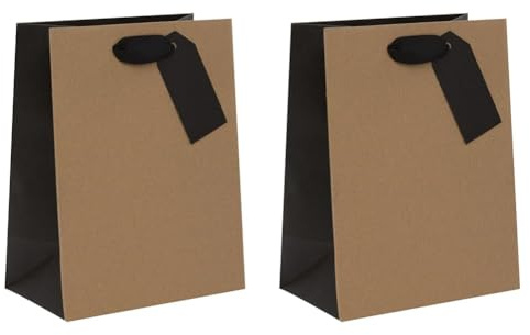 Glick Gift Bag, Medium, Luxury, Black, 200 x 225 x 100 mm (Pack of 2), Suitable for Celebratory Occasions